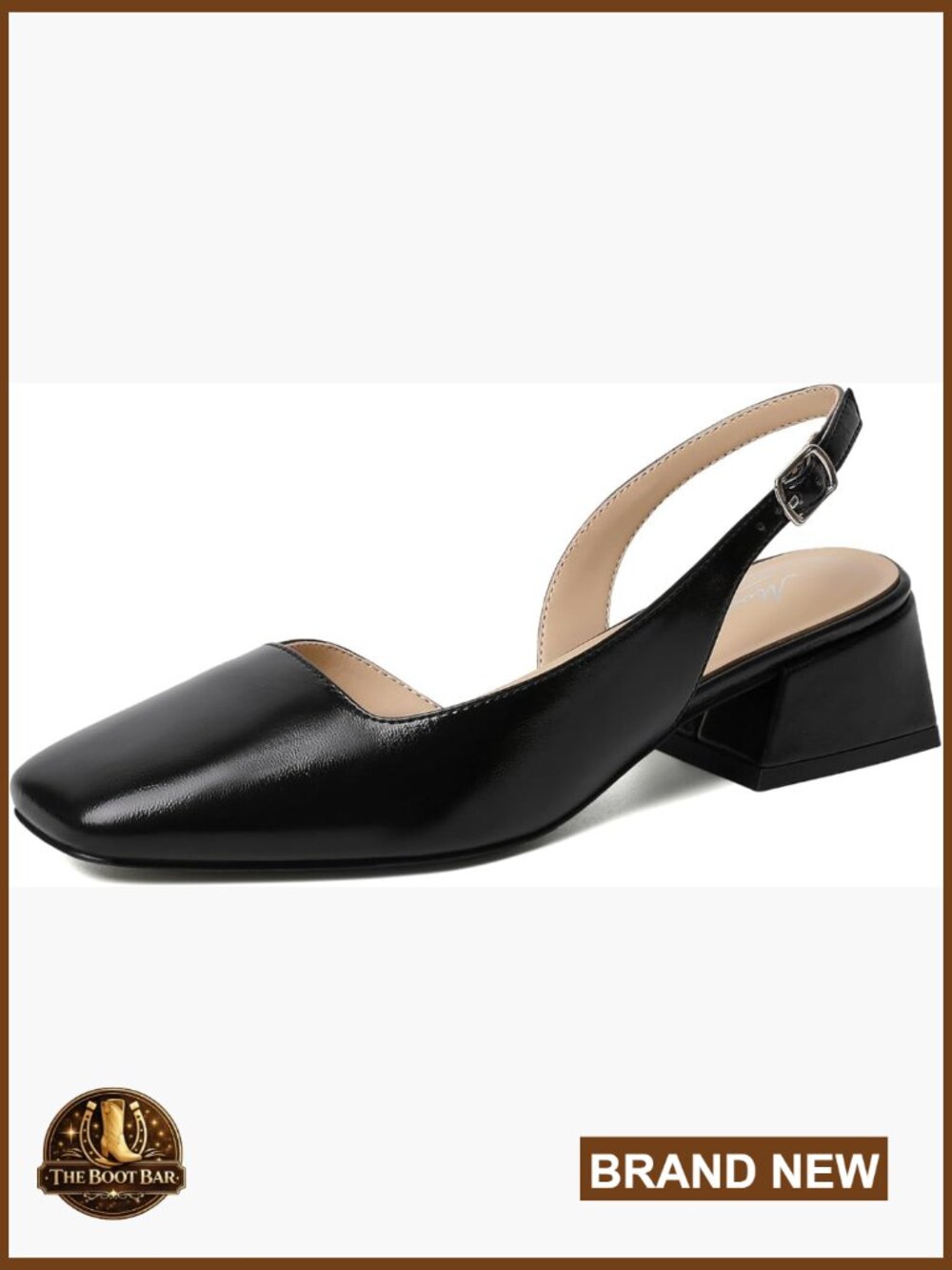 Chunky Low Heels Square Toe D'Orsay Slingback Block Heel Pumps for Work Office